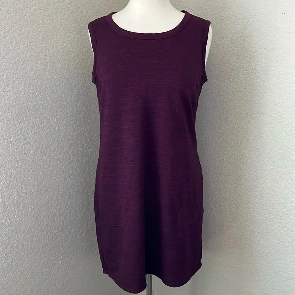 32 DEGREES COOL burgundy plum stretchy pull on tank dress